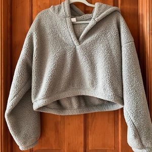 Grey, Cropped Sherpa, Hollister